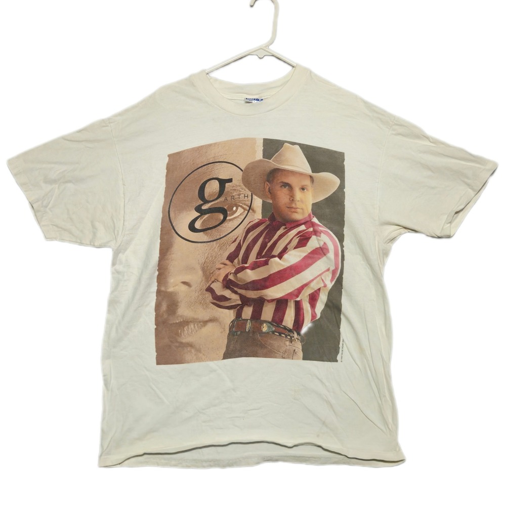 Hanes Garth Brooks T-Shirt Mens XL White 1997 World Tour Vintage Country Graphic